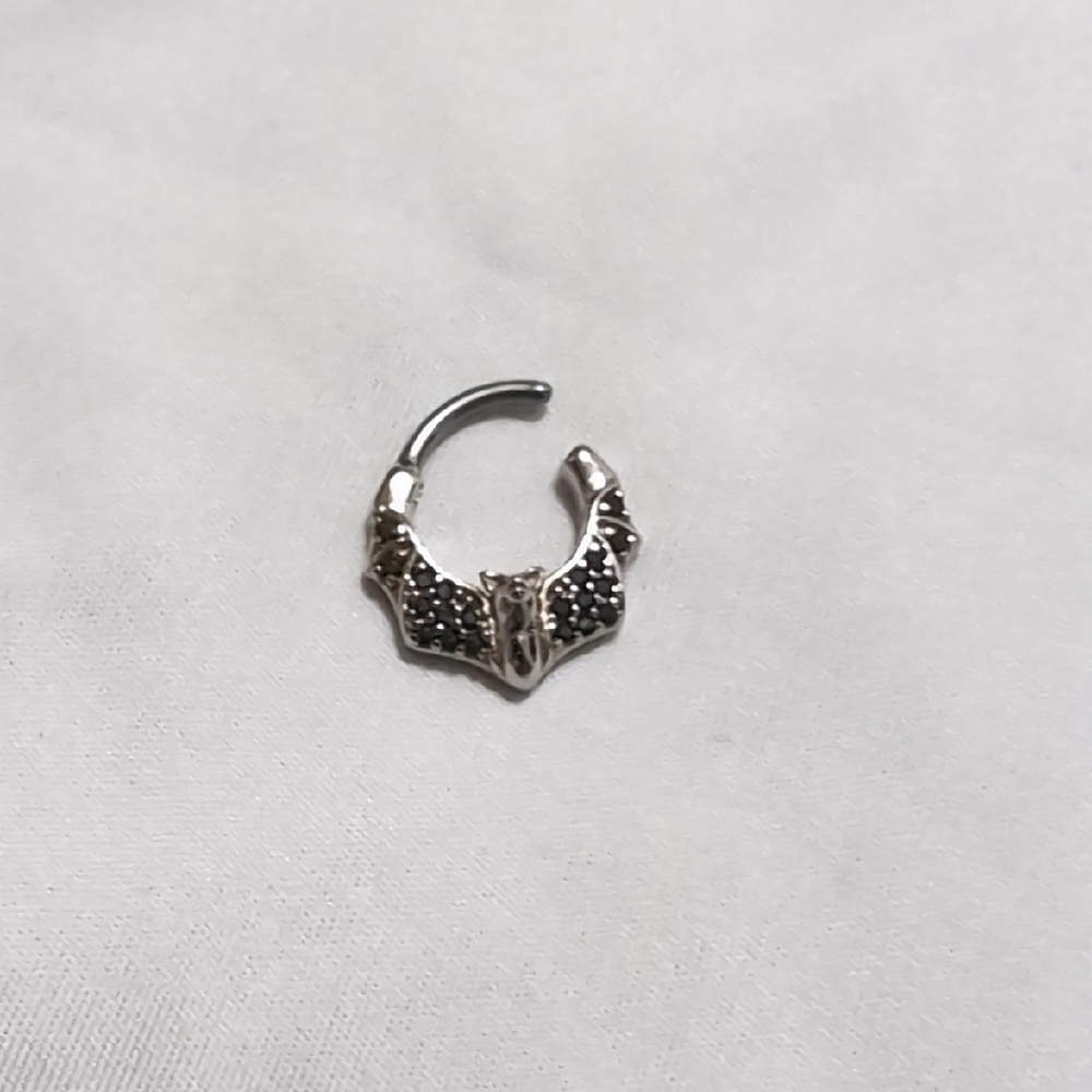 Bat clicker with black CZ stones